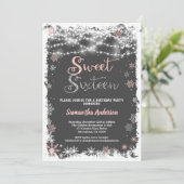 冬菓子16枚のスノーフレーク·チャルクボード 招待状 (スタンド正面)