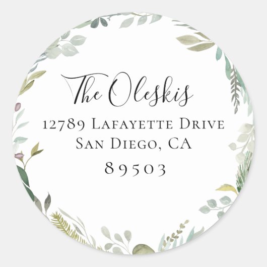 冬葉リース差出人住所シール ラウンドシール (正面)