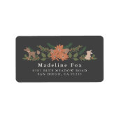 冬葉樹木地アニマルネイビー差出人住所 ラベル (正面)