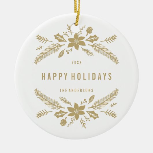 冬葉金ゴールド セラミックオーナメント (正面)