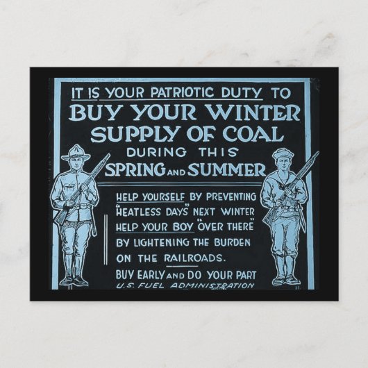 冬買の石炭ヴィンテージ- WWI ポストカード (正面)