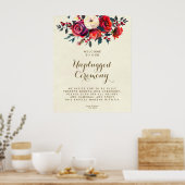 冬赤いバラが詰め結婚ていない式のサイン ポスター (キッチン)