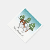 冬赤と白の森のパピヨンかわいい犬 スタンダードカクテルナプキン (角)