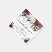 冬赤と白花ブライダルシャワー スタンダードカクテルナプキン (角)