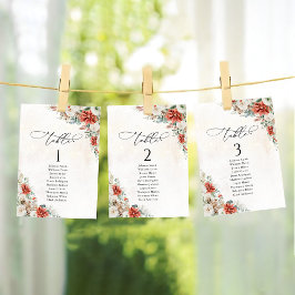 冬赤ピンコーンテーブル座席表カード