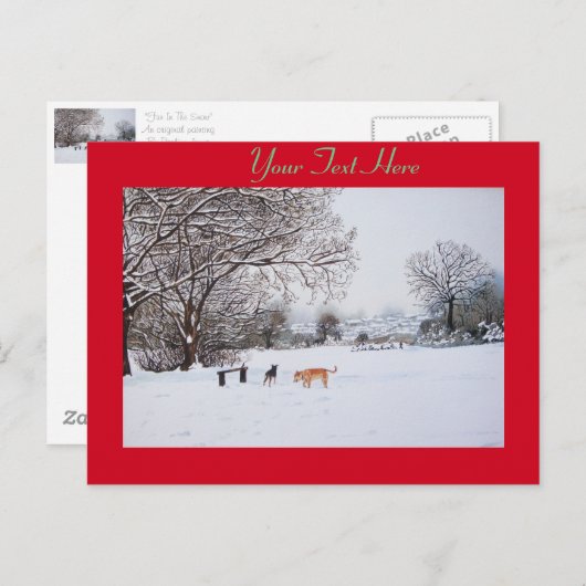 冬遊の雪景絵画色 ポストカード (正面/裏面)