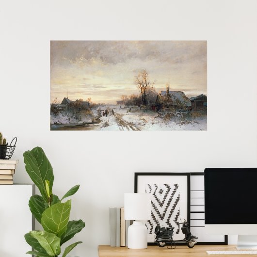 冬遊の風景に子供たち ポスター (ホームオフィス)