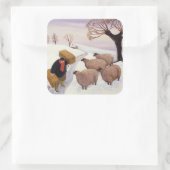 冬運の羊への干し草 スクエアシール (バッグ)