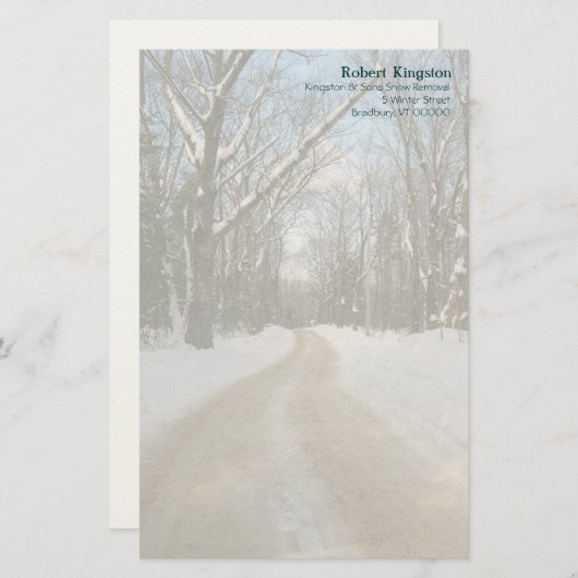 冬道パーソナライズされた筆記用紙 便箋 (正面/裏面)