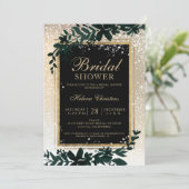 冬金ゴールドタイポグラフィリーフ雪ブライダルシャワー 招待状 (スタンド正面)