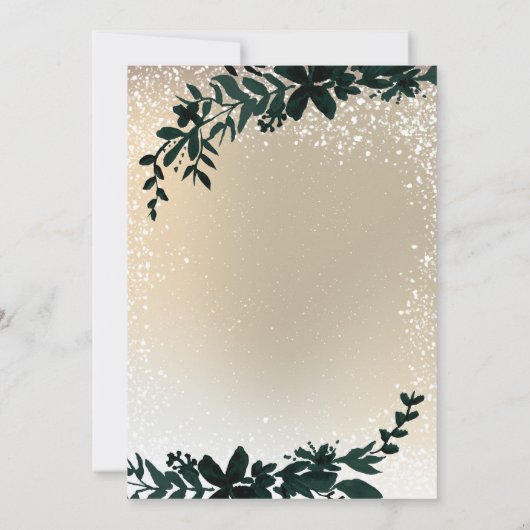 冬金ゴールドタイポグラフィリーフ雪ブライダルシャワー 招待状 (裏面)