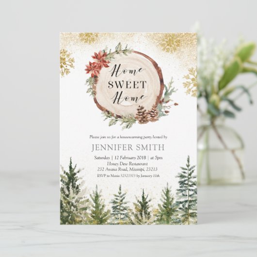 冬金ゴールドフォレスト引っ越し祝いパーティーパーティの招待状 招待状 (スタンド正面)