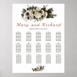 冬針葉樹フローラ牡丹結婚の座席表 ポスター