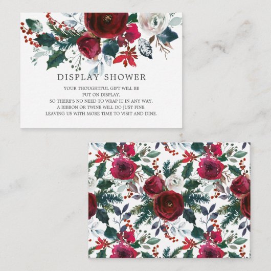 冬開花フローラブライダルシャワー表示シャワー エンクロージャーカード (正面/裏面)