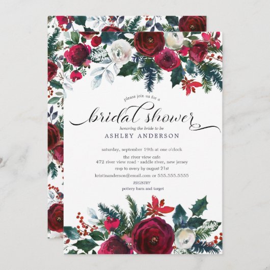 冬開花フローラブライダルシャワー 招待状 (正面/裏面)