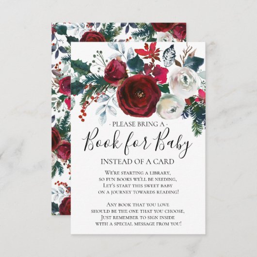 冬開花フローラベビーシャワーベビー本 招待状 (正面/裏面)