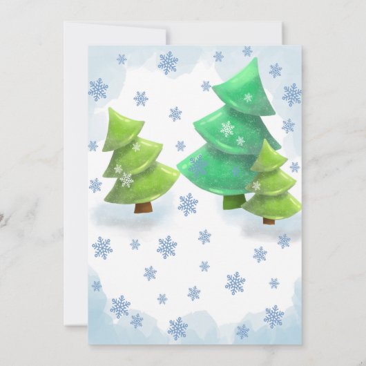 冬雪だるまスノーフレーク誕生日招待状 招待状 (裏面)