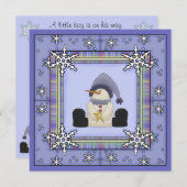 冬雪だるま男の赤ちゃんベビーシャワー招待状 招待状 (正面/裏面)