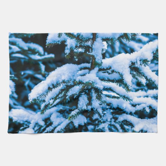 冬雪クリスマスツリー キッチンタオル (横)