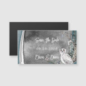 冬雪フクロウ絵を描ウの結婚式の日付を保存 (正面/裏面)