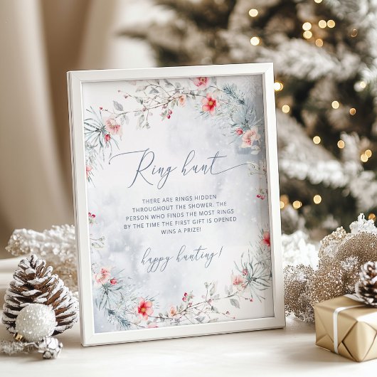 冬雪リングエレガント狩りブライダルシャワーゲーム ポスター