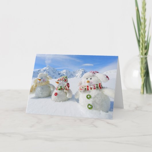 冬雪太陽おもしろいクリスマス シーズンカード (正面)