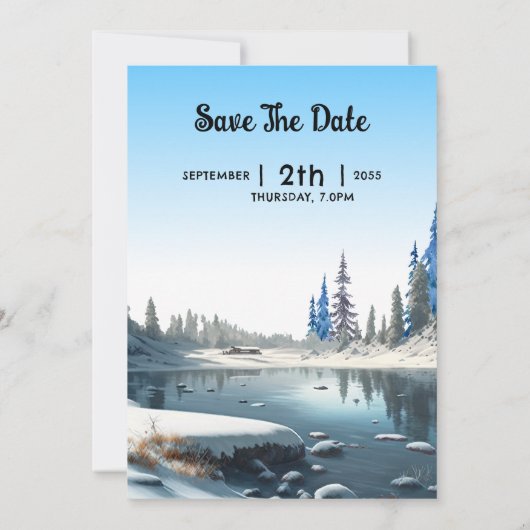 冬霜の降りた結婚式招待状カードデザイン 招待状 (裏面)