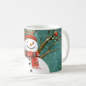 冬霜の降りた雪だるまお洒落キツネワンダーランド コーヒーマグカップ (正面右)