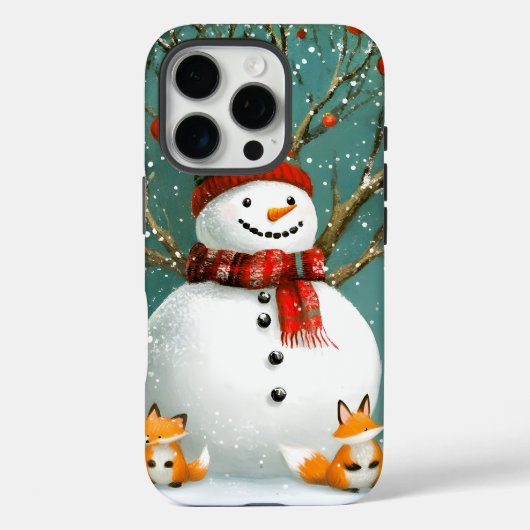 冬霜の降りた雪だるまお洒落キツネワンダーランド Case-Mate iPhoneケース (裏面)