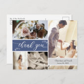 冬霜の降りた青結婚ありがとう ポストカード (正面/裏面)