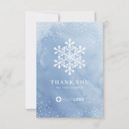 冬青の雪片水彩クリスマス サンキューカード