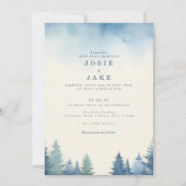 冬青松の木の緑の結婚式招待状 招待状 (正面)