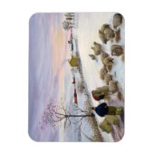 冬食べ物を与えの羊 マグネット (縦)