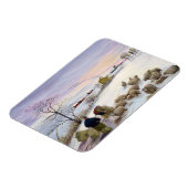 冬食べ物を与えの羊 マグネット (左側)