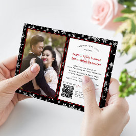 冬魅力的の休日の雪の結晶の写真結婚 招待状