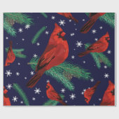 冬鳥 – モミの深紅色の枝の上に、 ラッピングペーパー (フラット)