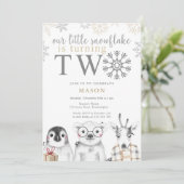 冬2nd誕生日ニュートラルベージュ招待状 招待状 (スタンド正面)