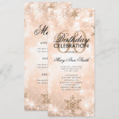 冬60誕生日プログラムバラ金ゴールドメニュー 招待状 (正面/裏面)