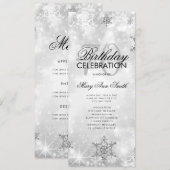 冬70エレガント日誕生日プログラムSilver Menu 招待状 (正面/裏面)
