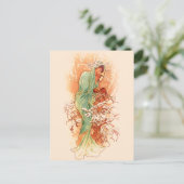 冬 – アルフォンスミュシャアールヌーボー ポストカード (スタンド正面)