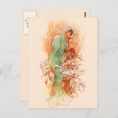 冬 – アルフォンスミュシャアールヌーボー ポストカード (正面/裏面)