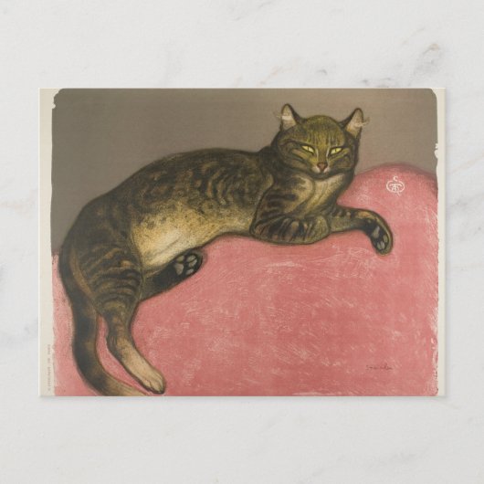 冬:クッションの上の猫、R. Steinlen ポストカード (正面)