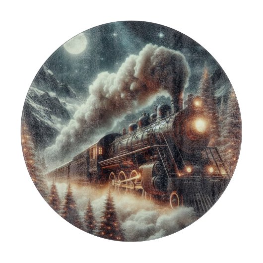 冬/クリスマスナイトトレイン カッティングボード (正面)