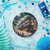 冬/クリスマスナイトトレイン ペーパープレート (パーティー)