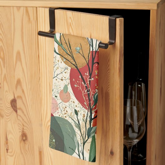 冬/クリスマス抽象芸術タイル美術 キッチンタオル (三つ折り)