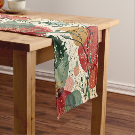 冬/クリスマス抽象芸術タイル美術 ショートテーブルランナー