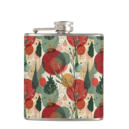 冬/クリスマス抽象芸術タイル美術 フラスク (正面)