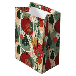 冬/クリスマス抽象芸術タイル美術 ミディアムペーパーバッグ