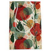 冬/クリスマス抽象芸術タイル美術 ミディアムペーパーバッグ (正面)