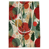 冬/クリスマス抽象芸術タイル美術 ミディアムペーパーバッグ (裏面)